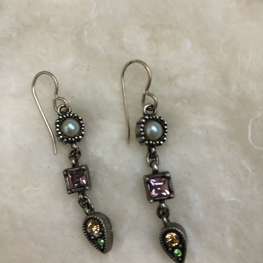 Patricia Locke Signed Earrings Swarovski Crystals